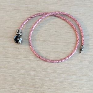 Pandora Pink Braided Bracelet with Silver Clasp